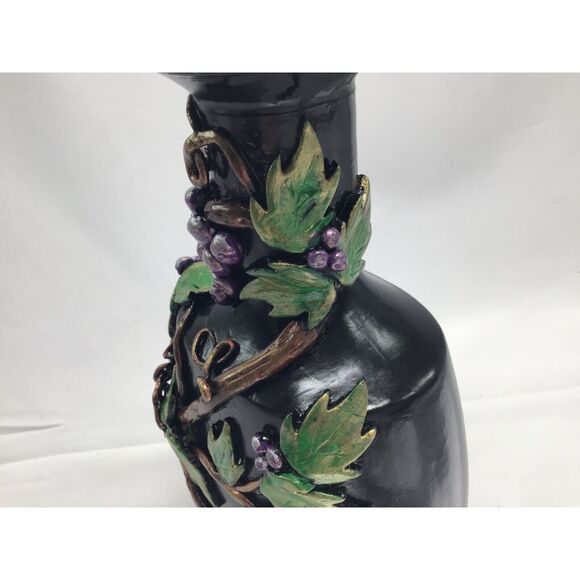 Bottle Art Decorated Decanter Clay Grapevine Vineyard Wine Theme Hand Painted - Picture 8 of 8
